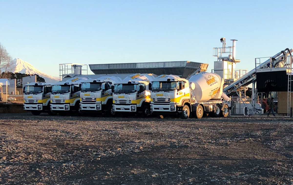 Taranaki Mix Concrete Trucks lined up